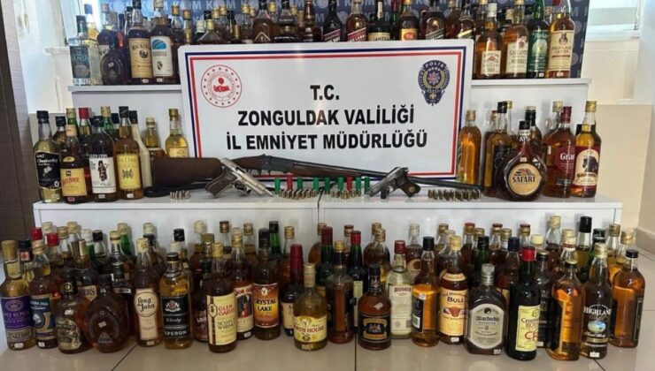 Kilimli’de Kaçak Alkol ve Ruhsatsız Silah Operasyonu